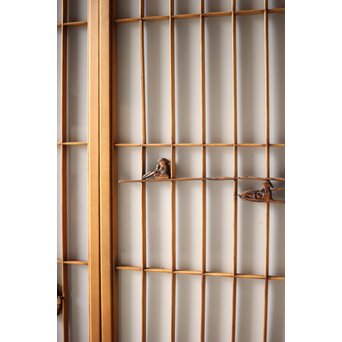 黒柿と乳白色ガラスの書院 4枚1組　R0144YD 