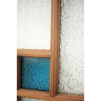 多色ガラス 中型プレスガラス戸 4枚1組　GD0092 