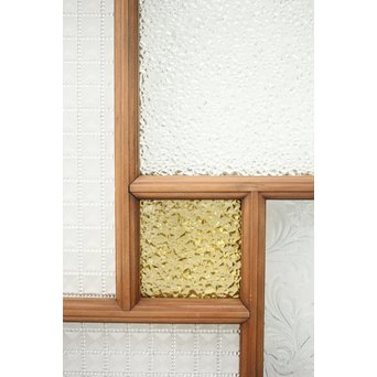 多色ガラス 中型プレスガラス戸 4枚1組　GD0092 