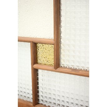 多色ガラス 中型プレスガラス戸 4枚1組　GD0092 