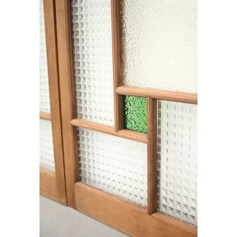 多色ガラス 中型プレスガラス戸 4枚1組　GD0092 