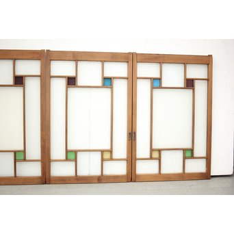 多色ガラス 中型プレスガラス戸 4枚1組　GD0092 