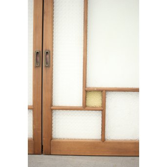 多色ガラス 中型プレスガラス戸 4枚1組　GD0092 