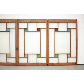 多色ガラス 中型プレスガラス戸 4枚1組　GD0092 