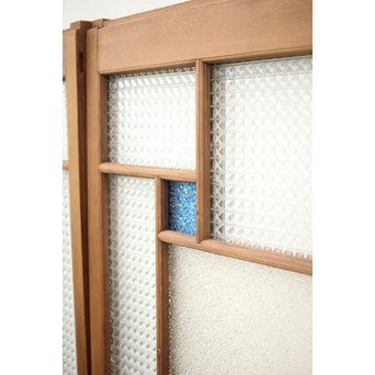 多色ガラス 中型プレスガラス戸 4枚1組　GD0092 