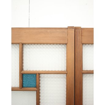 多色ガラス 中型プレスガラス戸 4枚1組　GD0092 