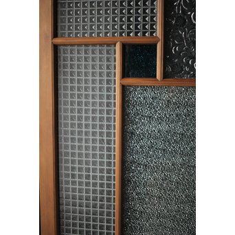 多色ガラス 中型プレスガラス戸 4枚1組　GD0092 