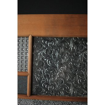 多色ガラス 中型プレスガラス戸 4枚1組　GD0092 