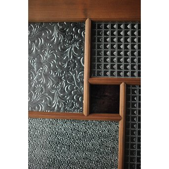 多色ガラス 中型プレスガラス戸 4枚1組　GD0092 