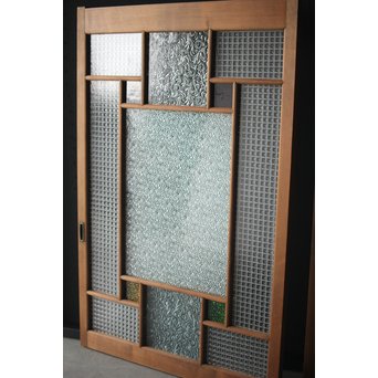 多色ガラス 中型プレスガラス戸 4枚1組　GD0092 