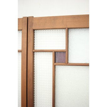 多色ガラス 中型プレスガラス戸 4枚1組　GD0092 