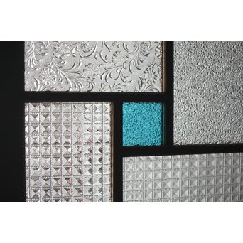 多色ガラス 中型プレスガラス戸 4枚1組　GD0092 