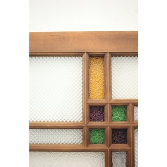 多色ガラス 中型細分プレスガラス戸 4枚1組　GD0093 