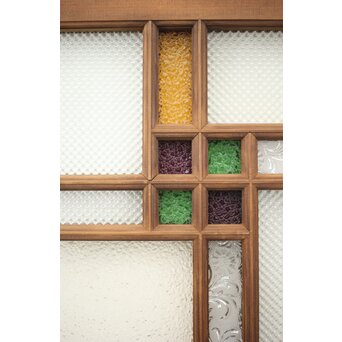 多色ガラス 中型細分プレスガラス戸 4枚1組　GD0093 