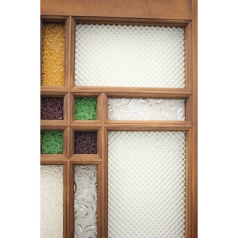 多色ガラス 中型細分プレスガラス戸 4枚1組　GD0093 その他全面にプレスガラス