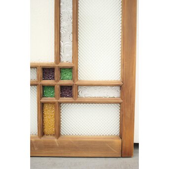 多色ガラス 中型細分プレスガラス戸 4枚1組　GD0093 