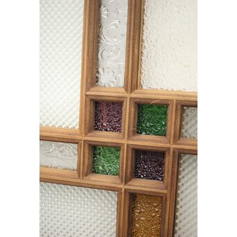 多色ガラス 中型細分プレスガラス戸 4枚1組　GD0093 