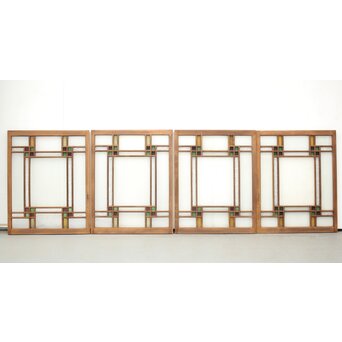 多色ガラス 中型細分プレスガラス戸 4枚1組　GD0093