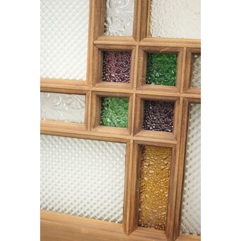 多色ガラス 中型細分プレスガラス戸 4枚1組　GD0093 