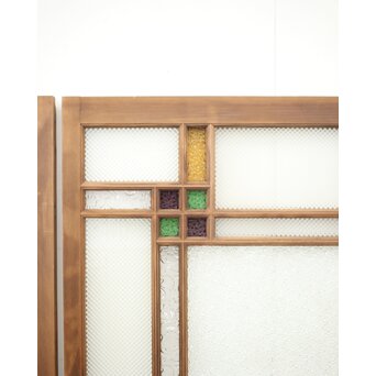 多色ガラス 中型細分プレスガラス戸 4枚1組　GD0093 