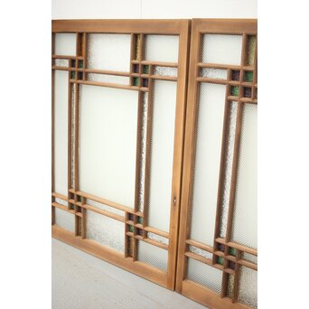 多色ガラス 中型細分プレスガラス戸 4枚1組　GD0093 