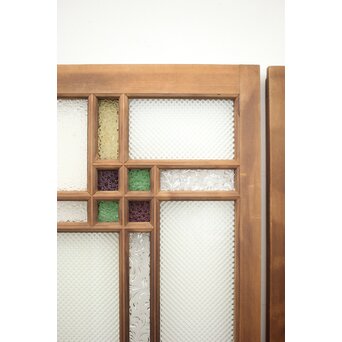 多色ガラス 中型細分プレスガラス戸 4枚1組　GD0093 