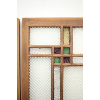 多色ガラス 中型細分プレスガラス戸 4枚1組　GD0093 
