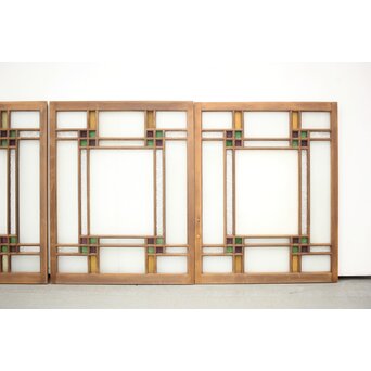 多色ガラス 中型細分プレスガラス戸 4枚1組　GD0093 