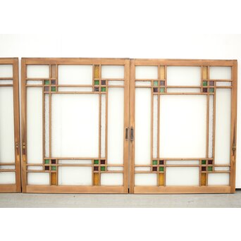 多色ガラス 中型細分プレスガラス戸 4枚1組　GD0093 