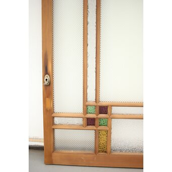 多色ガラス 中型細分プレスガラス戸 4枚1組　GD0093 