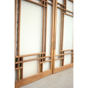 多色ガラス 中型細分プレスガラス戸 4枚1組　GD0093 