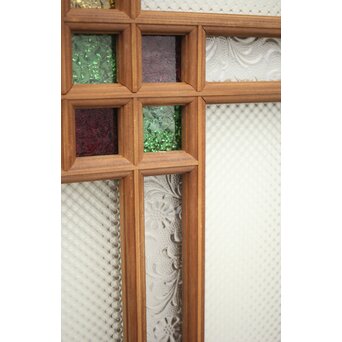 多色ガラス 中型細分プレスガラス戸 4枚1組　GD0093 