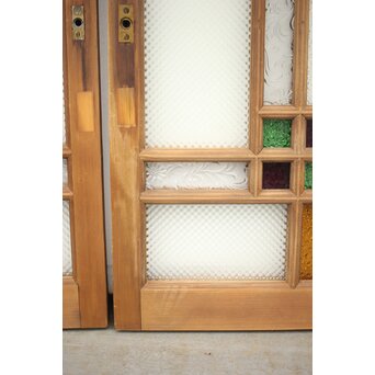 多色ガラス 中型細分プレスガラス戸 4枚1組　GD0093 