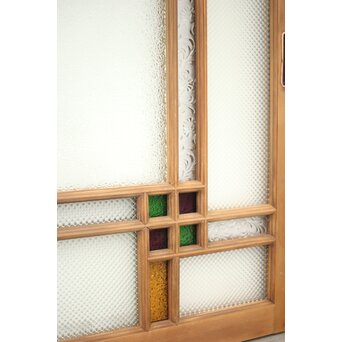 多色ガラス 中型細分プレスガラス戸 4枚1組　GD0093 