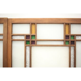 多色ガラス 中型細分プレスガラス戸 4枚1組　GD0093 