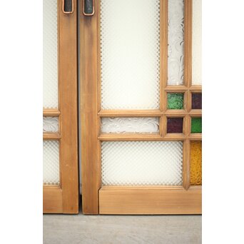 多色ガラス 中型細分プレスガラス戸 4枚1組　GD0093 
