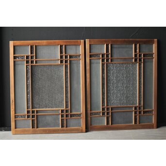 多色ガラス 中型細分プレスガラス戸 4枚1組　GD0093 