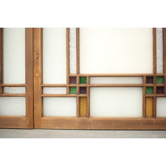 多色ガラス 中型細分プレスガラス戸 4枚1組　GD0093 