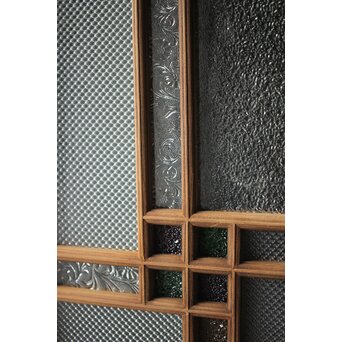 多色ガラス 中型細分プレスガラス戸 4枚1組　GD0093 