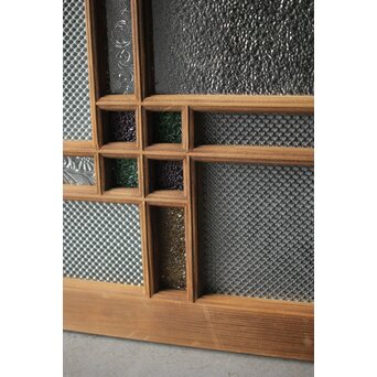 多色ガラス 中型細分プレスガラス戸 4枚1組　GD0093 