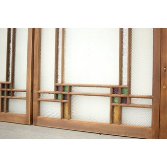 多色ガラス 中型細分プレスガラス戸 4枚1組　GD0093 