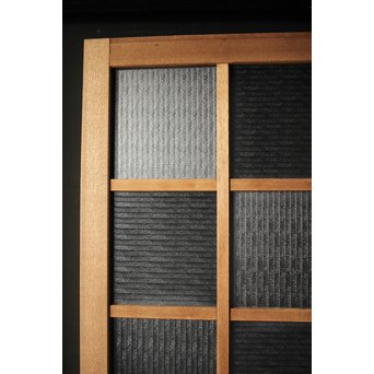 幅広 銀モールガラスの市松模様デザイン建具 2枚1組　GD0095 