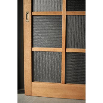 幅広 銀モールガラスの市松模様デザイン建具 2枚1組　GD0095 