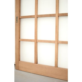 幅広 銀モールガラスの市松模様デザイン建具 2枚1組　GD0095 