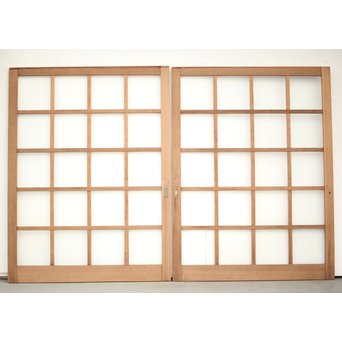 幅広 銀モールガラスの市松模様デザイン建具 2枚1組　GD0095 