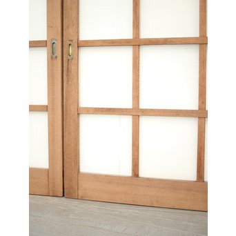 幅広 銀モールガラスの市松模様デザイン建具 2枚1組　GD0095 