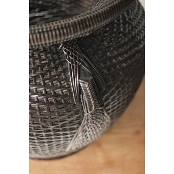 唐物牡丹籠写 手付宮島籠 六兵衛作 竹篭　U274 