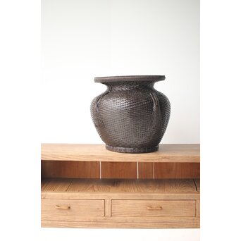 唐物牡丹籠写 手付宮島籠 六兵衛作 竹篭　U274 