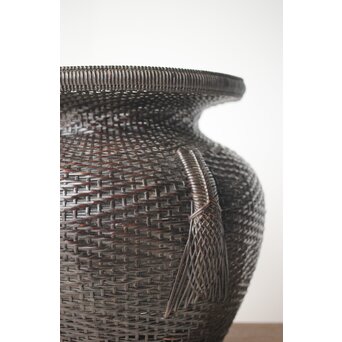 唐物牡丹籠写 手付宮島籠 六兵衛作 竹篭　U274 