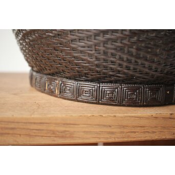 唐物牡丹籠写 手付宮島籠 六兵衛作 竹篭　U274 